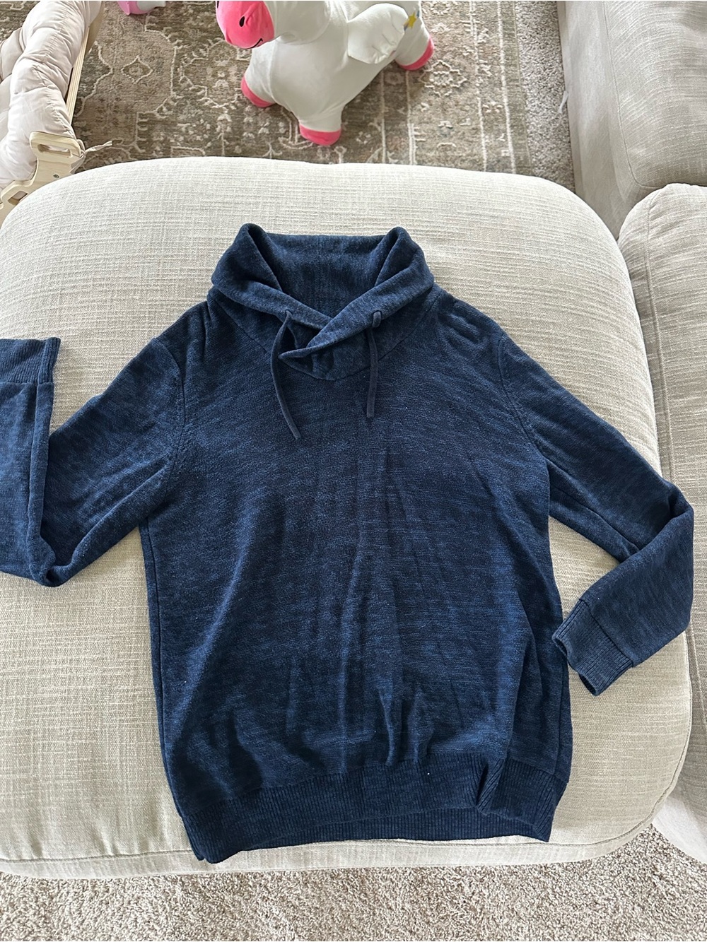 Express Men's Knit Turtleneck Heavyweight Pullover Sweater Navy Lg 100% Cotton